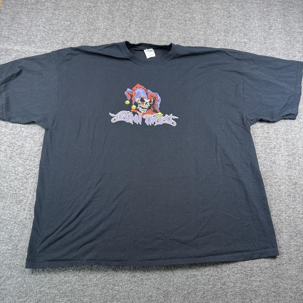 Lethal Threat Shirt Mens 3XL Black Skull Clown Dice Motorcycle Bike Y2K Grunge